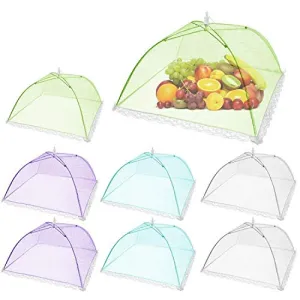 2 Pack Extra Large Food Tents SPANLA 41"X27" Pop-Up Mesh Food Covers for Outdoors with 1 Standard (17"X17") Food Cover, Reusable and Collapsible Food Nets Outside BBQ Party Supplies