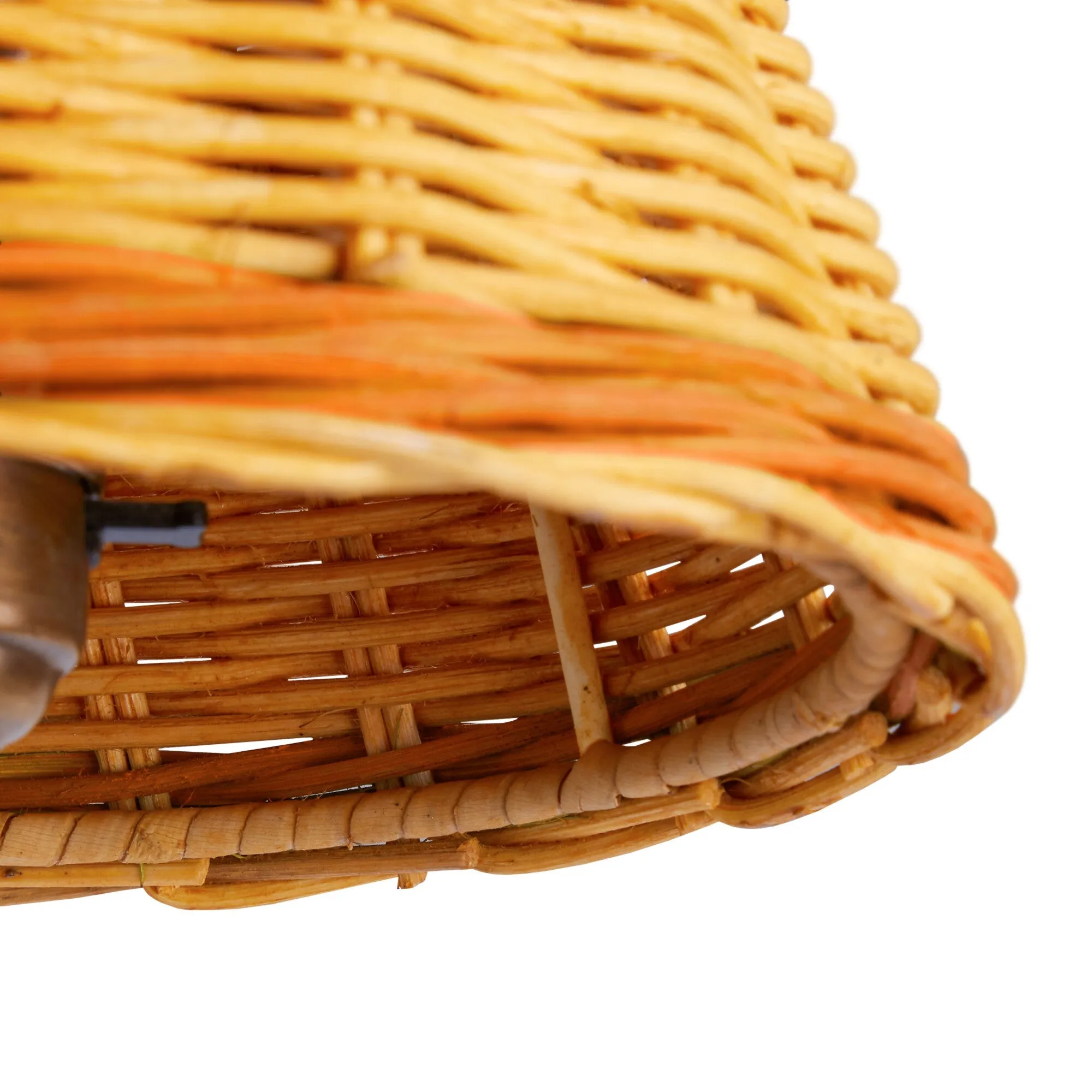 20cm empire shade in natural rattan with orange stripe