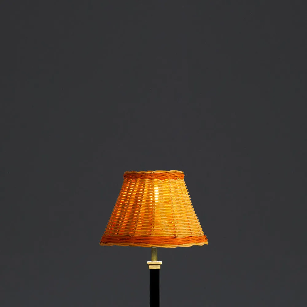 20cm empire shade in natural rattan with orange stripe