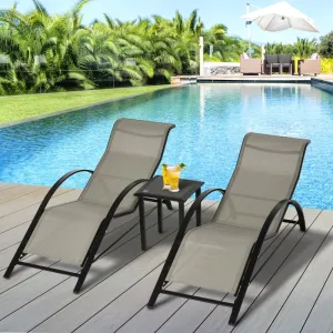 3pc Patio Lounge Chair Set with Table - Gray