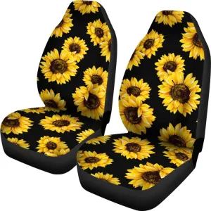 Black Sunflower Pattern Print Universal Fit Car Seat Covers