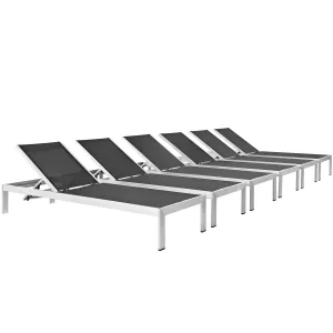 Coast Outdoor Patio Aluminum Mesh Chaise Set of 6