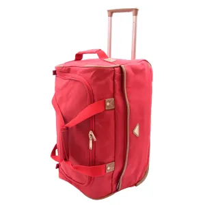 DR484 Faux Leather Mid Size Wheeled Holdall Red