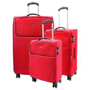 DR499 Lightweight Four Wheel Soft Luggage Suitcase TSA Lock Red