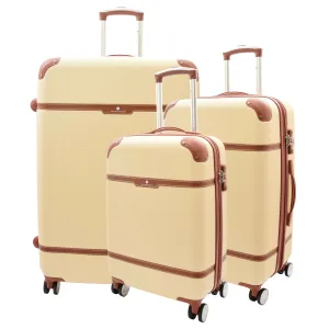 DR502 Hard Shell Retro Vintage Four Wheel Luggage Beige
