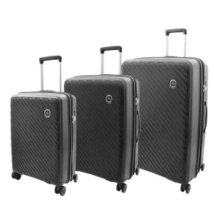 DR503 Four Wheel Suitcases Solid Hard Shell PP Luggage Bag Black