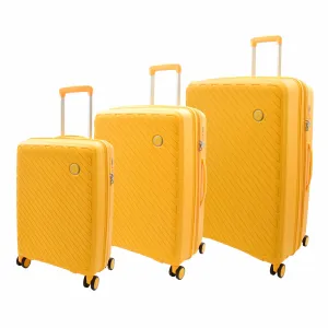 DR503 Four Wheel Suitcases Solid Hard Shell PP Luggage Bag Yellow