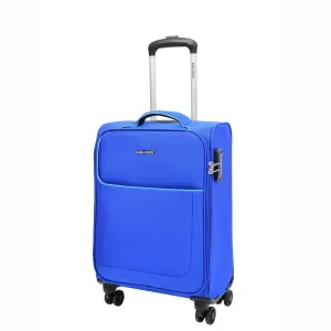 DR521 Lightweight 4 Wheel Soft Hand Luggage Cabin Size Suitcase Blue