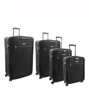 DR524 Expandable Lightweight Soft Luggage Suitcases With Four Wheels Black