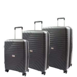 DR525 Expandable Hard Shell PP Luggage Travel Suitcase Bags with 4 Wheels Black