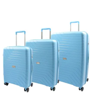 DR525 Expandable Hard Shell PP Luggage Travel Suitcase Bags with 4 Wheels Blue