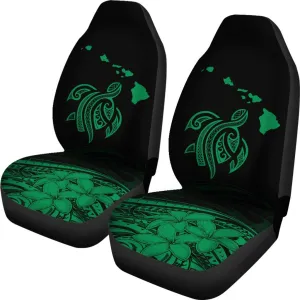 Hawaii Map Plumeria Polynesian Green Turtle Car Set Covers