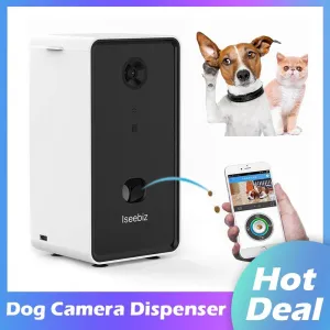 Iseebiz Dog Camera Treat Dispenser Automatic Pet Feeder WiFi Remote Pet Camera with Two-Way Audio and Night Vision Compatible