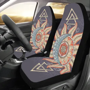 Moon Stars Car Seat Covers 2 pc Retro Sun Sky Bohemian Boho Front Seat Covers for Vehicle, Car SUV Truck Seat Protector Accessory Decoration