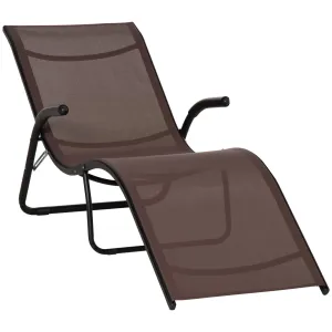Outsunny Folding Lounge Chair, Outdoor Chaise Lounge for Beach, Poolside, Brown