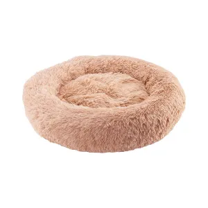 PawfectFriend Calming Donut Bed – Plush Fluffy Cushion for Dogs & Cats, XL 70cm (Peach)