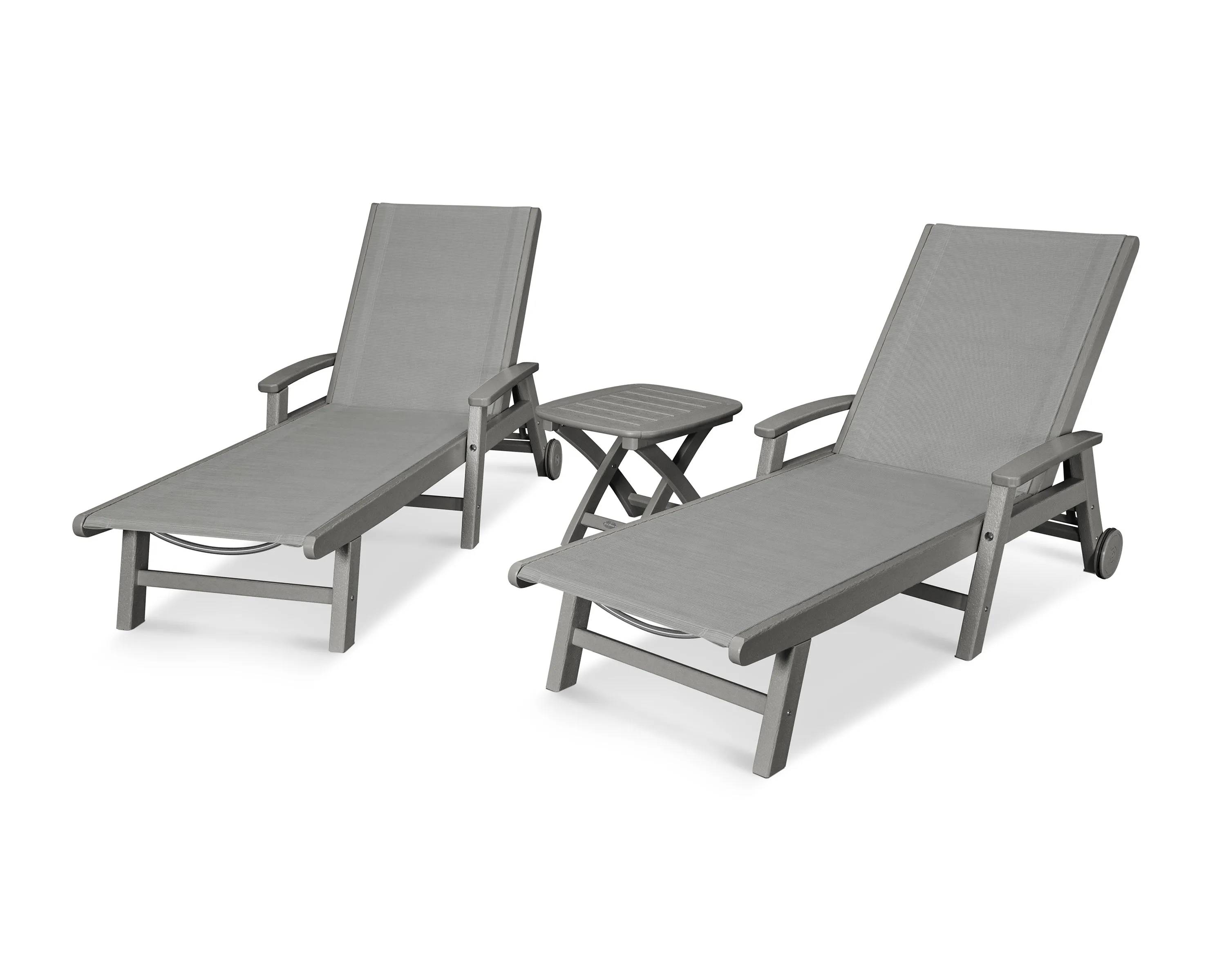 POLYWOOD® Coastal 3-Piece Wheeled Chaise Set