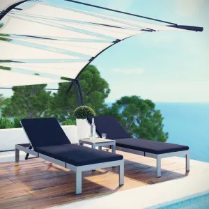 Shore 3 Piece Outdoor Patio Aluminum Chaise with Cushions by Modway
