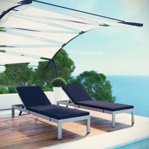 Shore Chaise with Cushions Outdoor Patio Aluminum Set of 2 by Modway