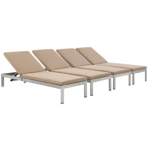 Shore Chaise With Cushions Outdoor Patio Aluminum Set Of 4