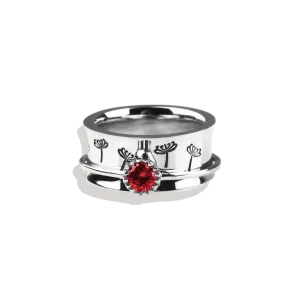 Silver Dandelion Birthstone Spinning Fidget Ring