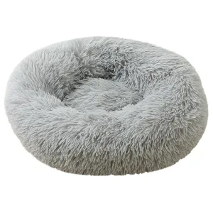 Soothing Calming Donut Pet Bed in Light Grey