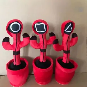 Squid Game Plush Dancing Singing Cactus, Recordable Luminous Swinging Children Toy, New Electronic Dancing Cactus, Luminous Recording Learning to Speak Twisting Kids Toy