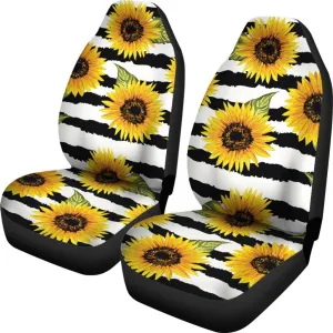 Sunflower Striped Pattern Print Universal Fit Car Seat Covers